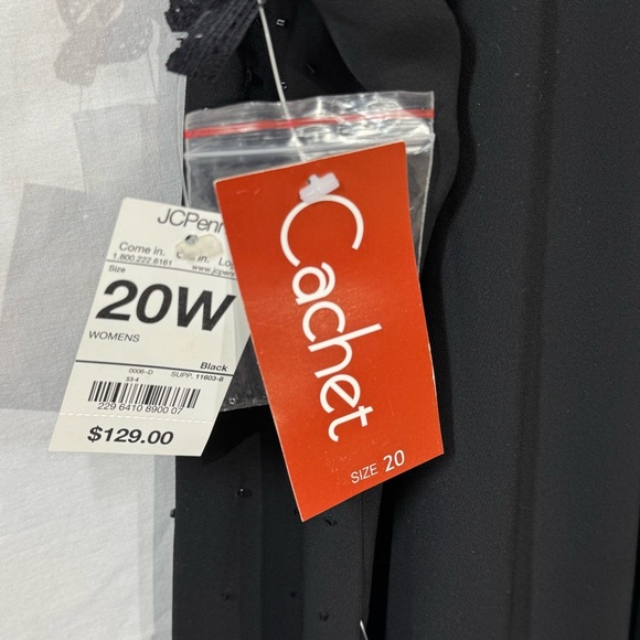 Cachet Black Beaded Evening Dress, NWT, Elegant gown, Sz 20, spaghetti strap - Picture 9 of 17
